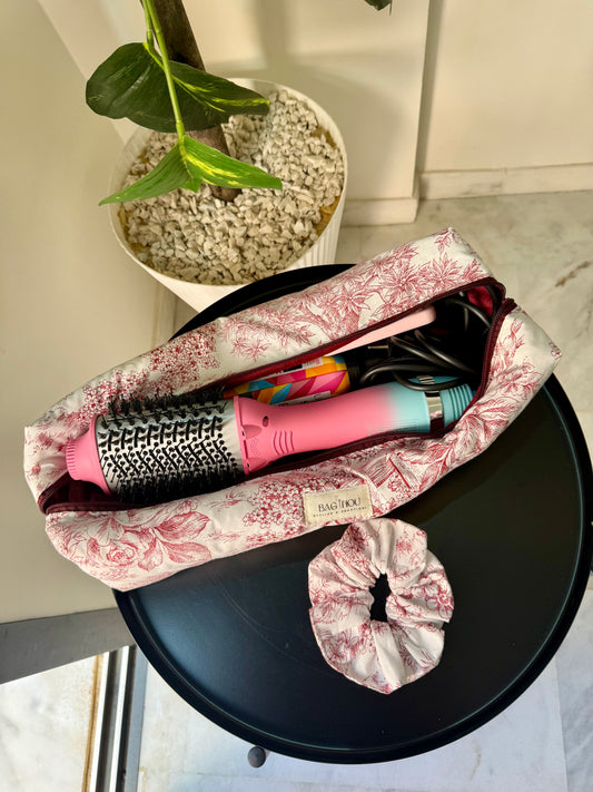 ❤️ Dark Red Garden - Trousse Lisseur & Brosse Soufflante + Chouchou