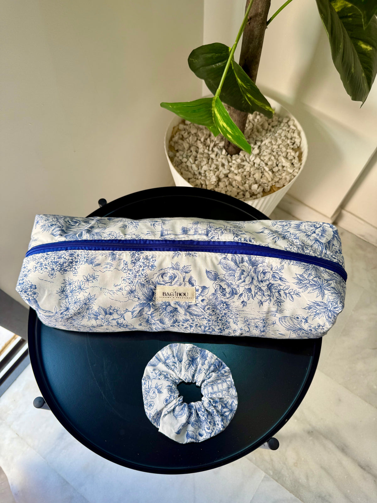 💙 Blue Garden - Trousse Lisseur & Brosse Soufflante + Chouchou