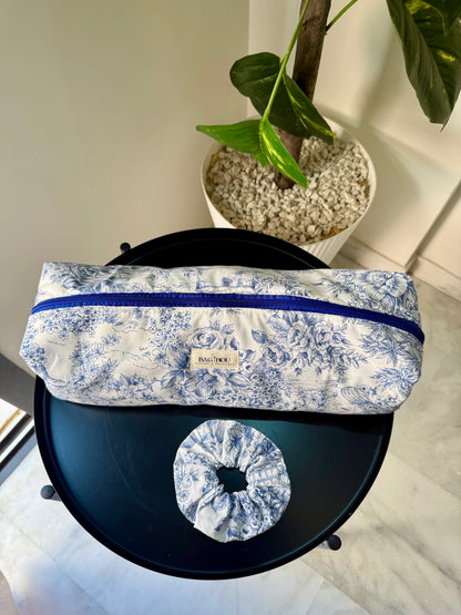 💙 Blue Garden - Trousse Lisseur & Brosse Soufflante + Chouchou