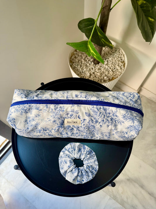 💙 Blue Garden - Trousse Lisseur & Brosse Soufflante + Chouchou