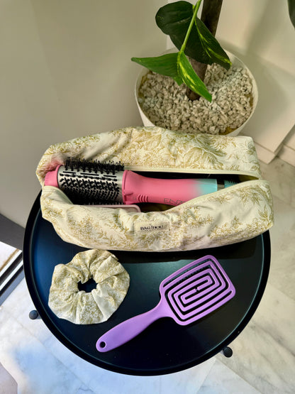💚 Pistachio Garden - Trousse Lisseur & Brosse Soufflante + Chouchou