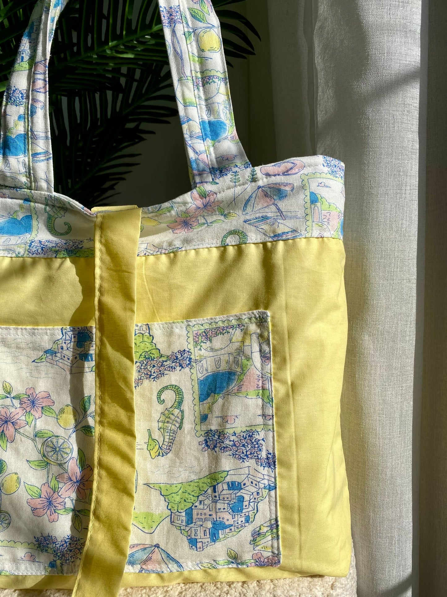 🍋 Summer Escape - Sac Tote Bag Réversible (2 Faces) +  1 chouchou