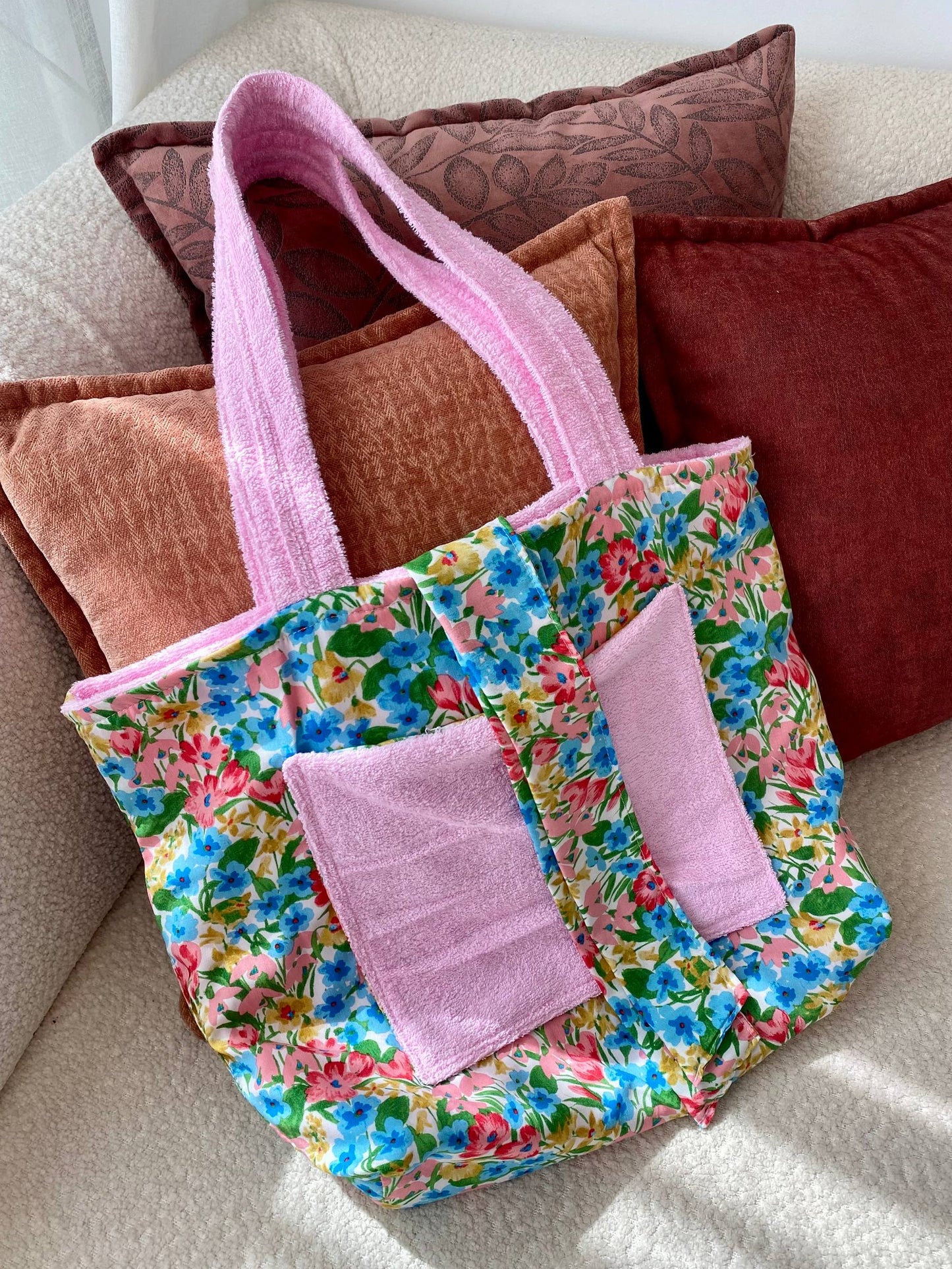 🌸🍭Candy Pink Towel - Sac Tote Bag Réversible (2 Faces) + 1 chouchou