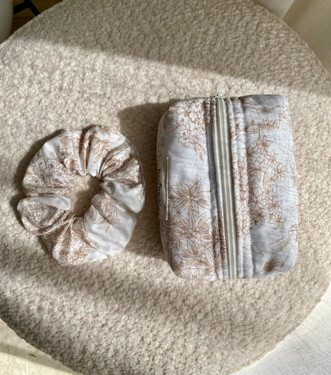 🤍 Beige Garden - Sac Tote Bag Réversible (2 Faces) + 1 chouchou