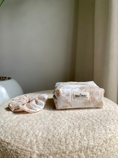 🤍 Beige Garden - Sac Tote Bag Réversible (2 Faces) + 1 chouchou