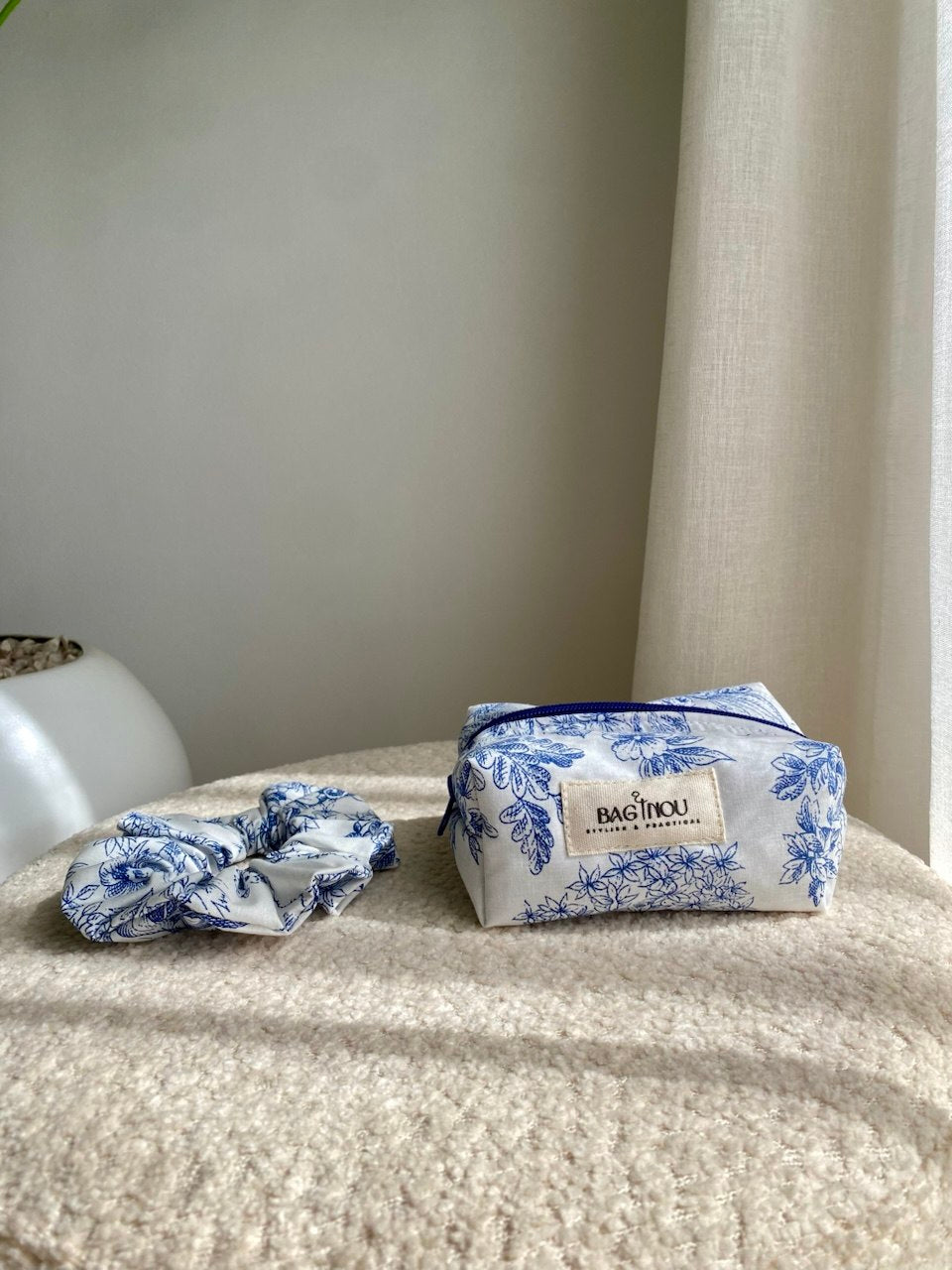 💙 Blue Garden - Sac Tote Bag Réversible (2 Faces) + 1 chouchou